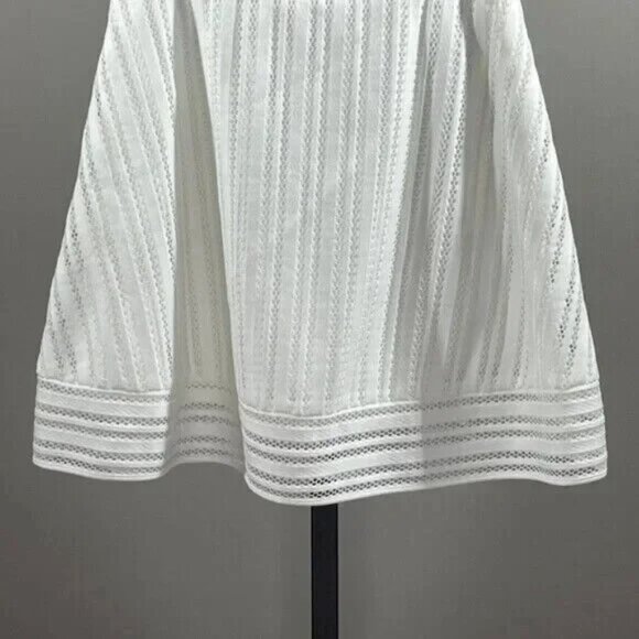 NEW J Crew Skirt Womens 4 petite white eyelet stripe preppy classic - Picture 3 of 11